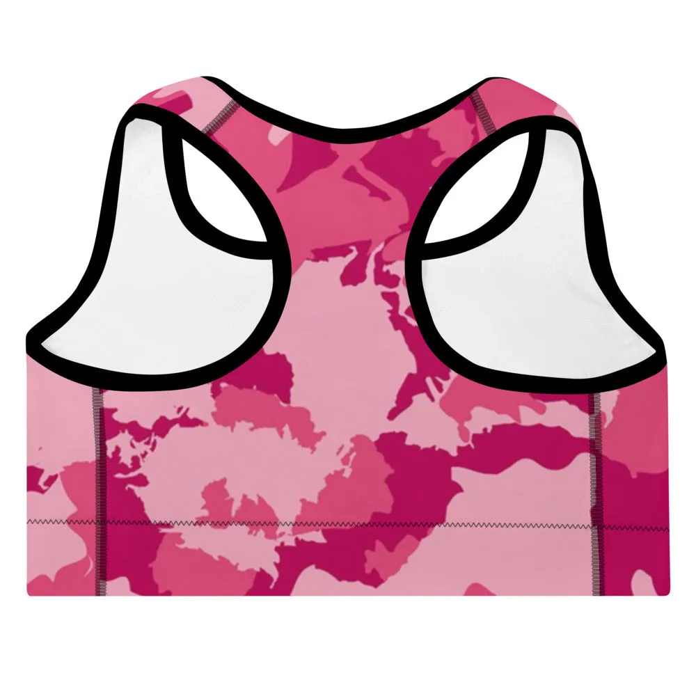 Womens Padded Sports Bra | Pink Camo| MMD